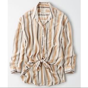 Oversized stripe button down shirt